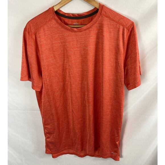 DSG Mens Orange Stripe Short Sleeve Athletic Shirt Size Large - Picture 2 of 8
